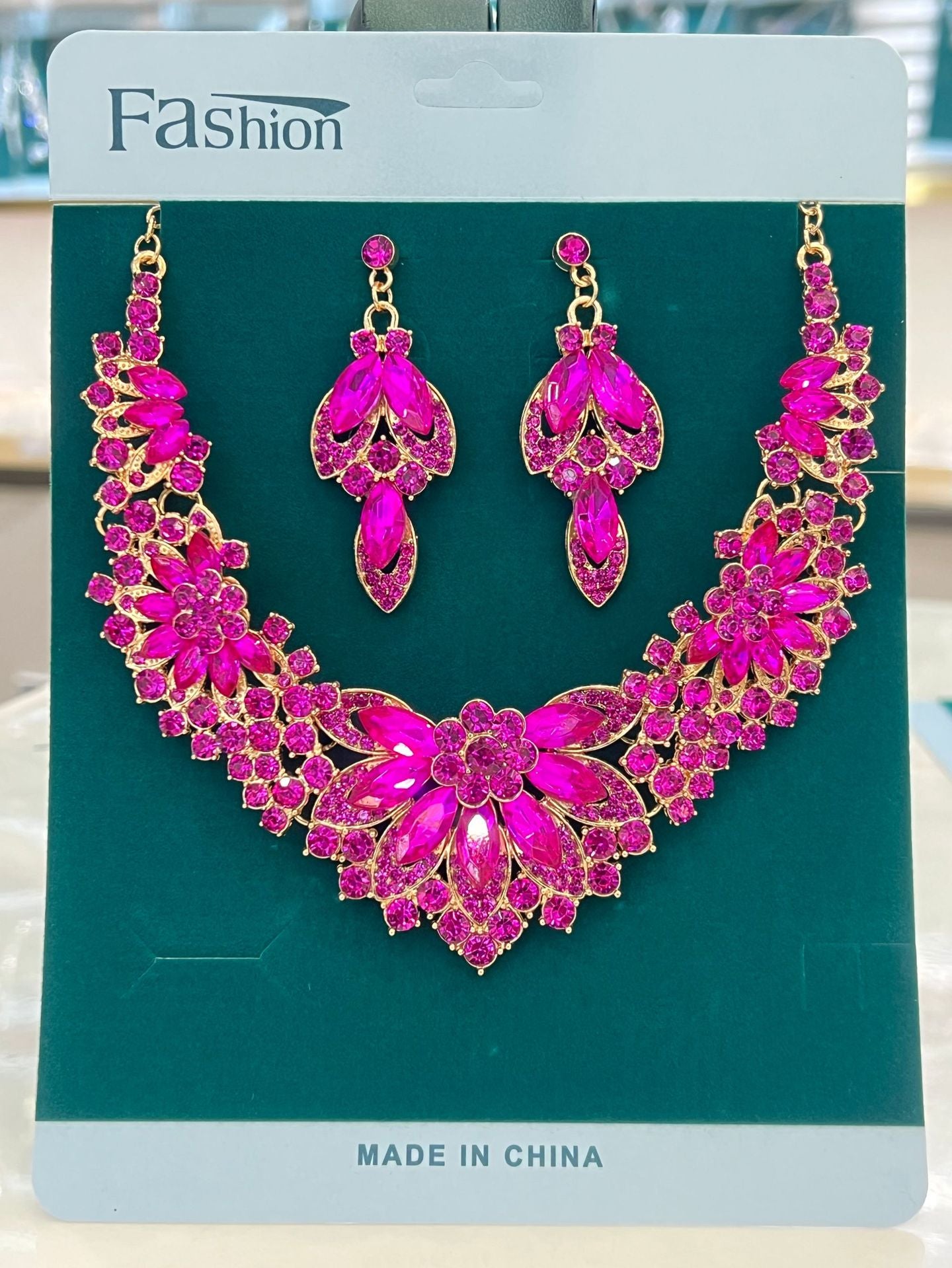 Dress Full Diamond Flower Crystal Elegant Jewelry Set