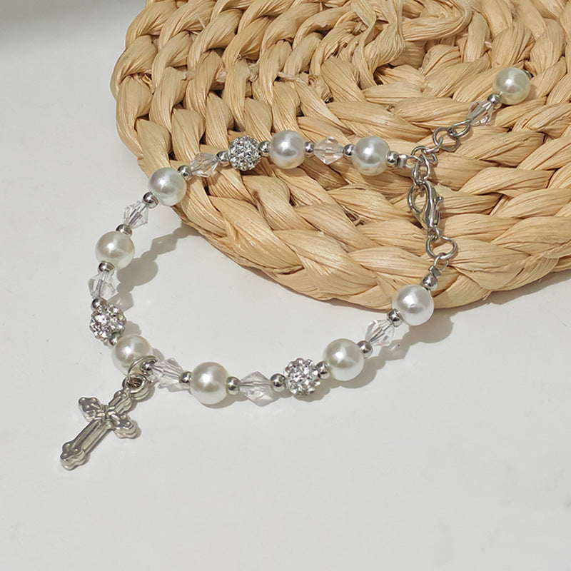 Children's Style Simple Pearl Rhinestone Ball String Lucky Beads Bracelet