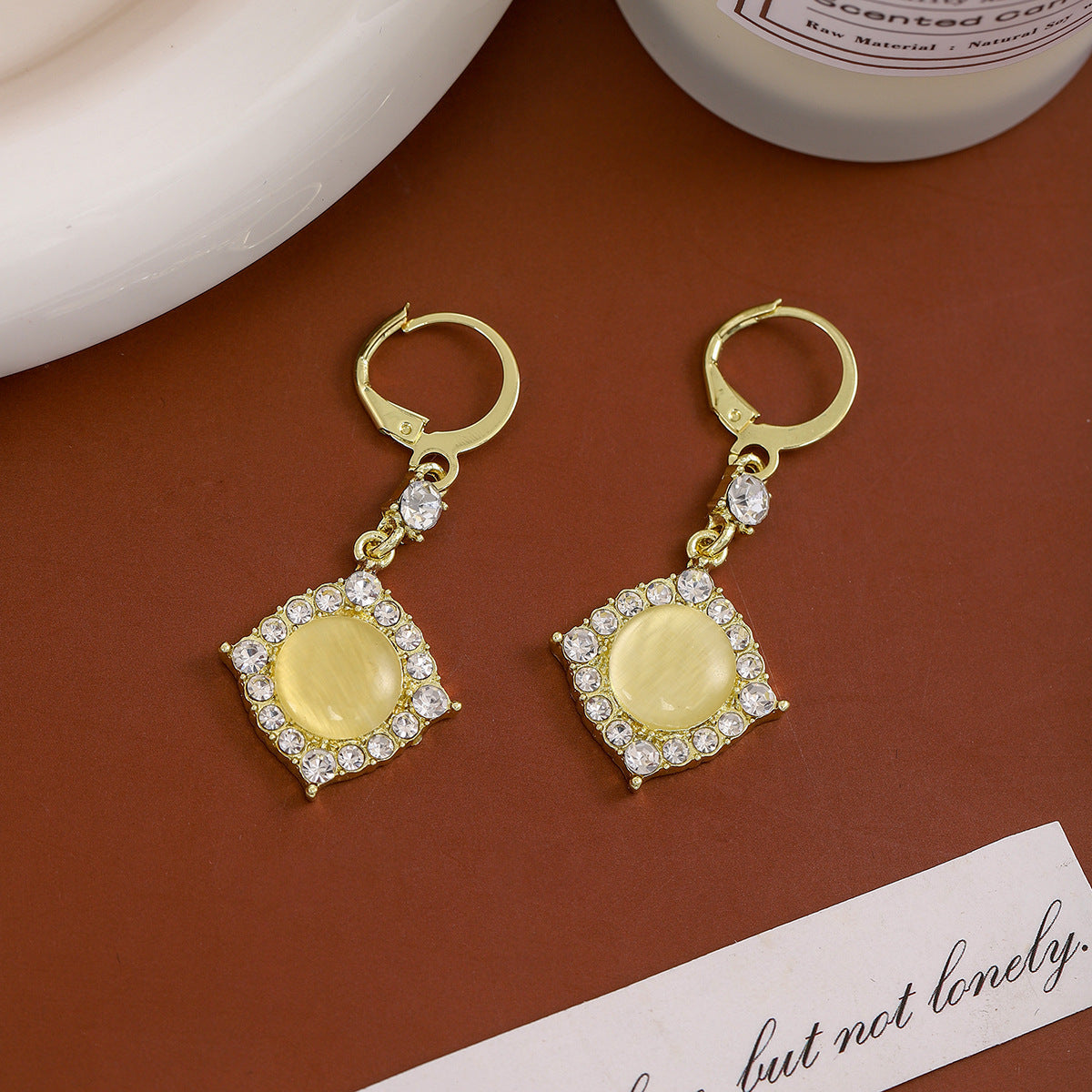 Opal Graceful Geometric Diamond Water Drop Earrings