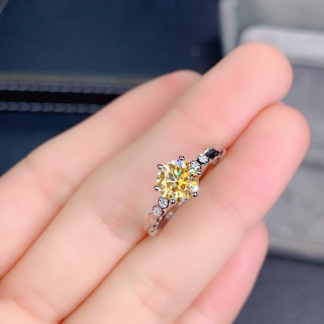 Women's Broadcast Karat Exquisite Simulation Citrine Colored Gems Simple Rings