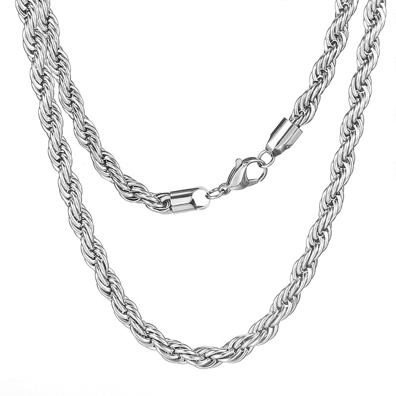 Stainless Steel Hemp Flowers Chain Sweater Necklace
