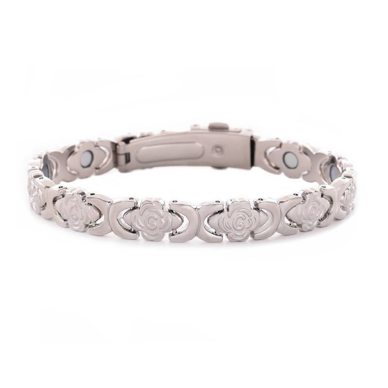Luxury Fashion Rose Flower Magnet Diamond Single Bracelet