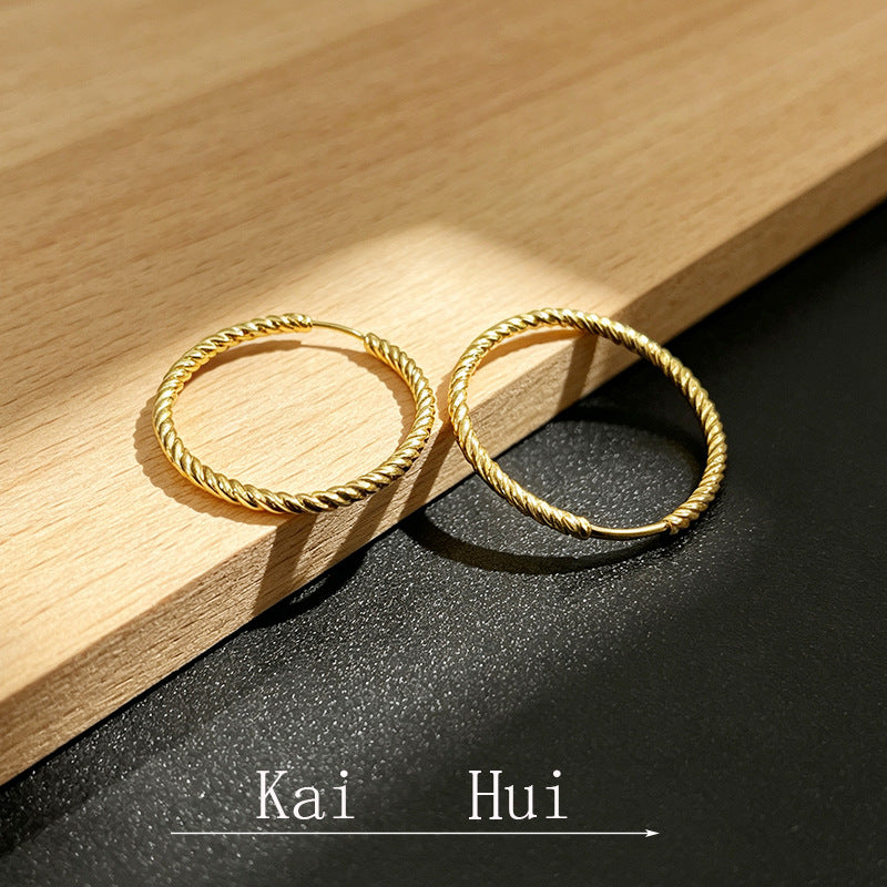 Steel Light Luxury Female Meteor Shower Twill Circle Large Hoop Earrings