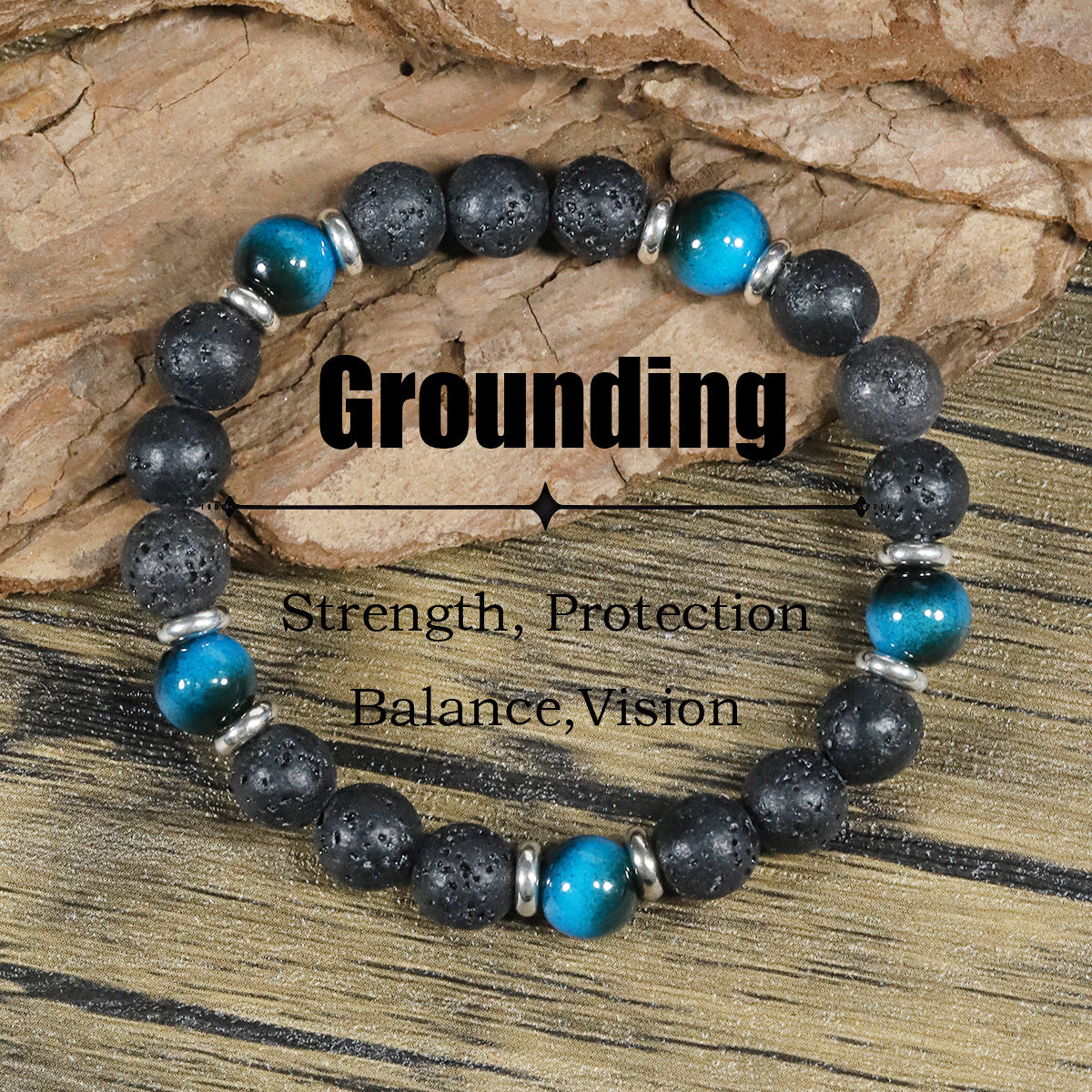 Tigereye Natural Stone Beaded Crystal Unisex Bracelet
