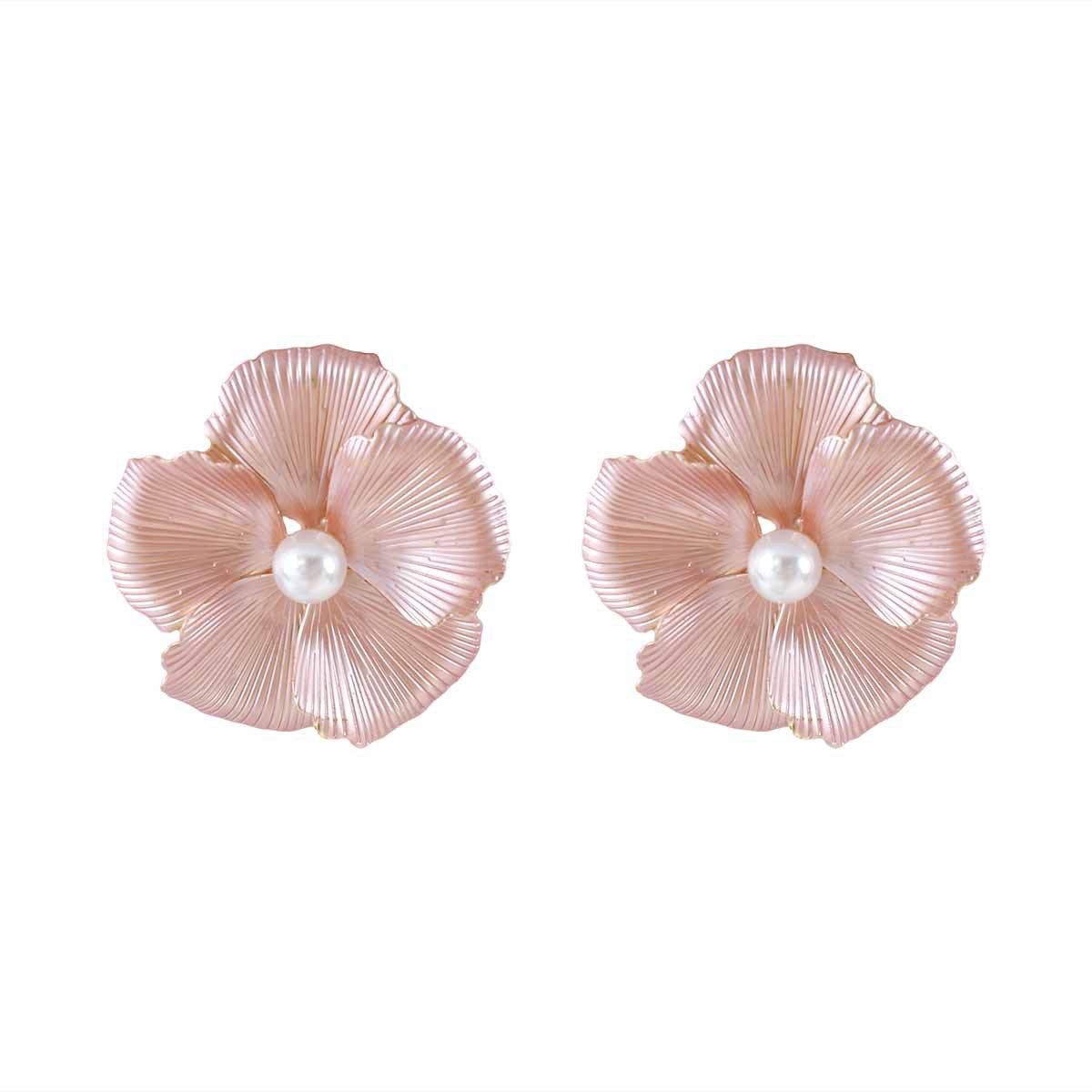 Women's Vacation Style Enamel Color Flower Pearl Light Luxury High-grade Earrings