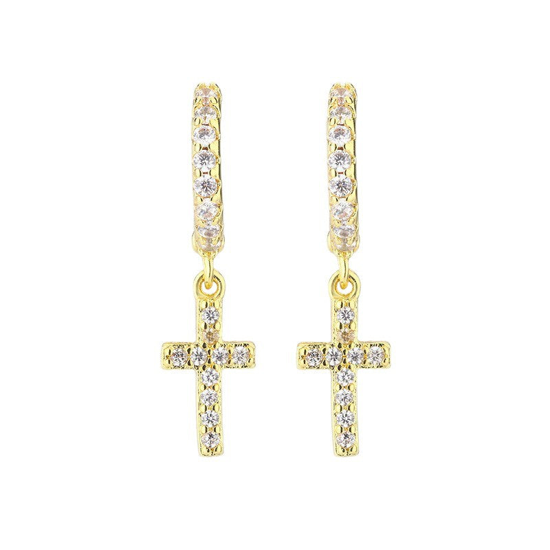 Sense Delicate Diamond Cross Clip Niche High-grade Light Rings