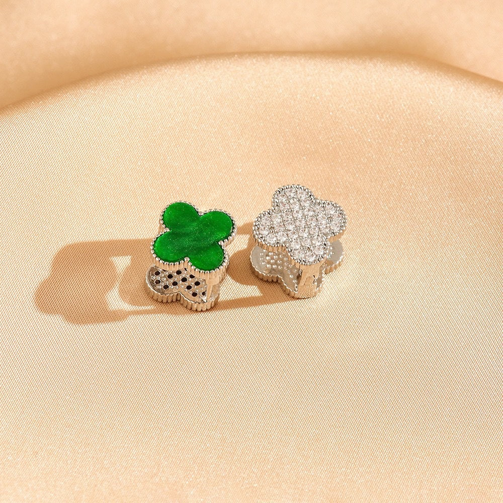 Zircon Double-sided Clover Clip Retro Minority Design Sense Light Luxury Ear Buckle