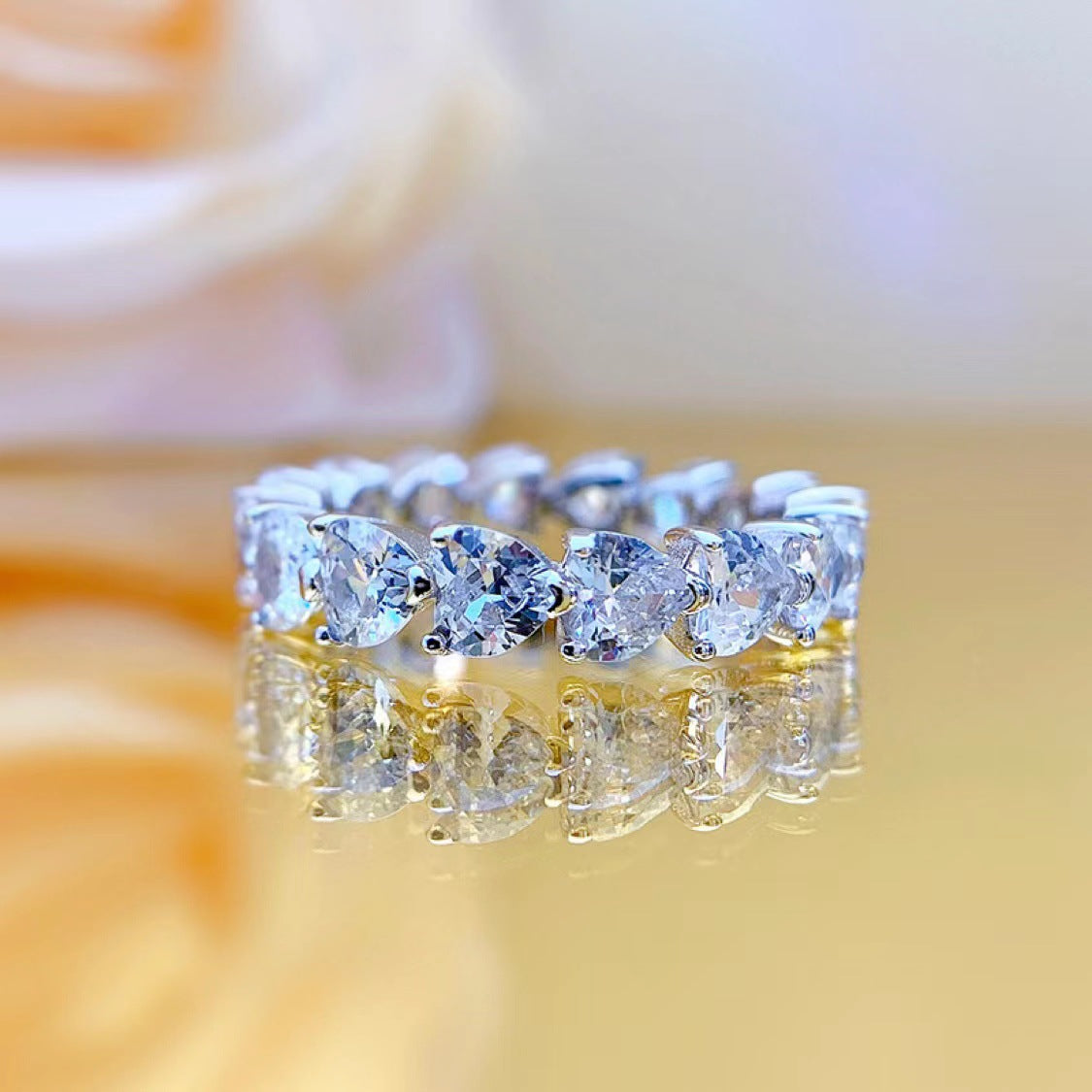 High Carbon Zircon Twin Female Style Sweet Rings