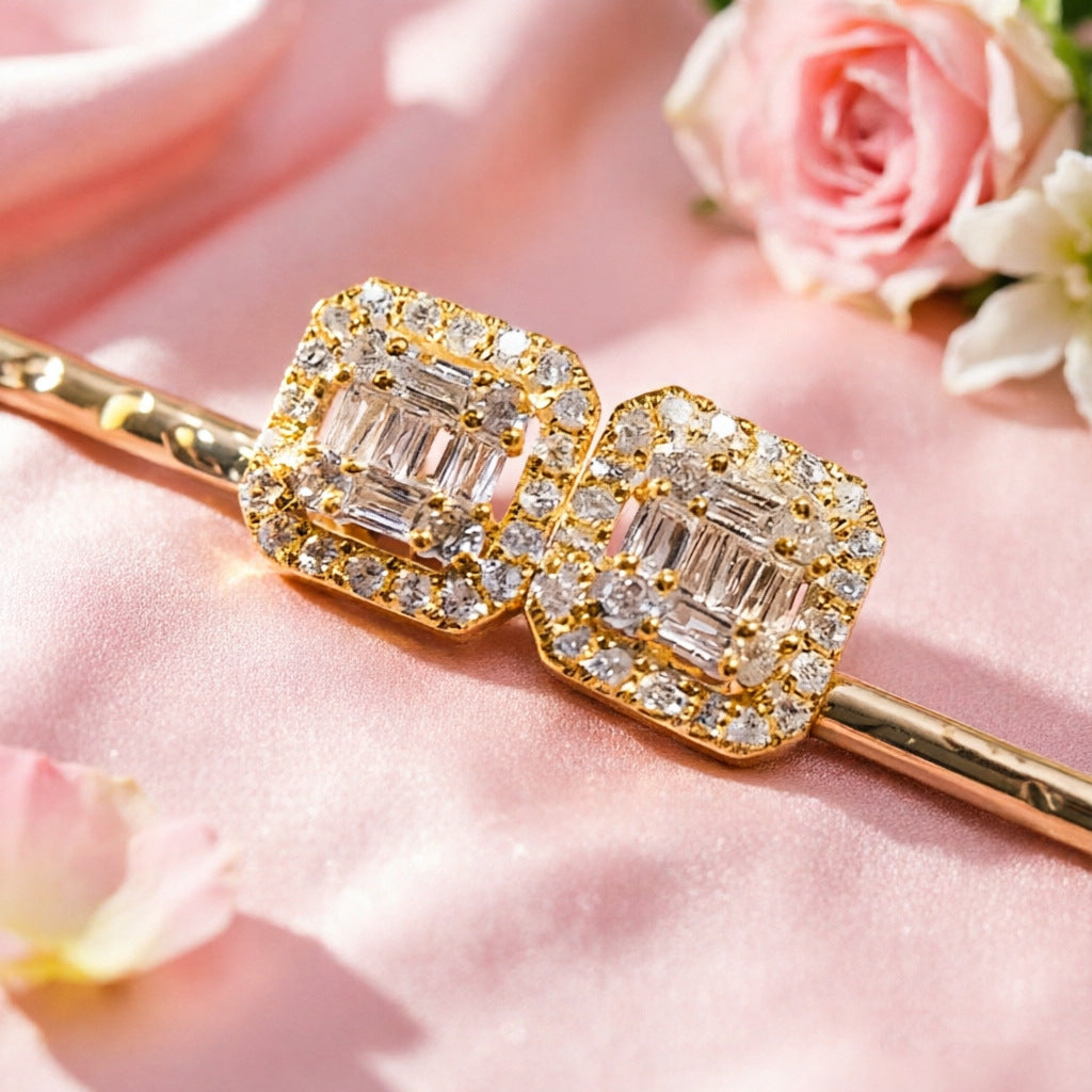 Square Sugar Diamond Zircon Exquisite Valentine's Stud Earrings