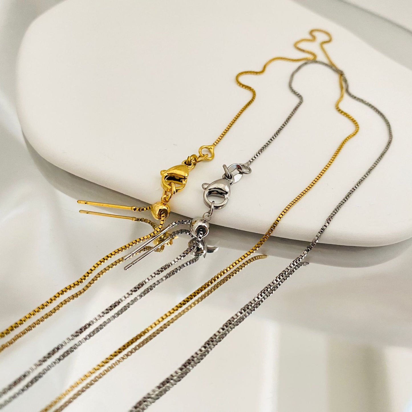 Stainless Steel Box Chain Finished Clavicle Female Necklaces