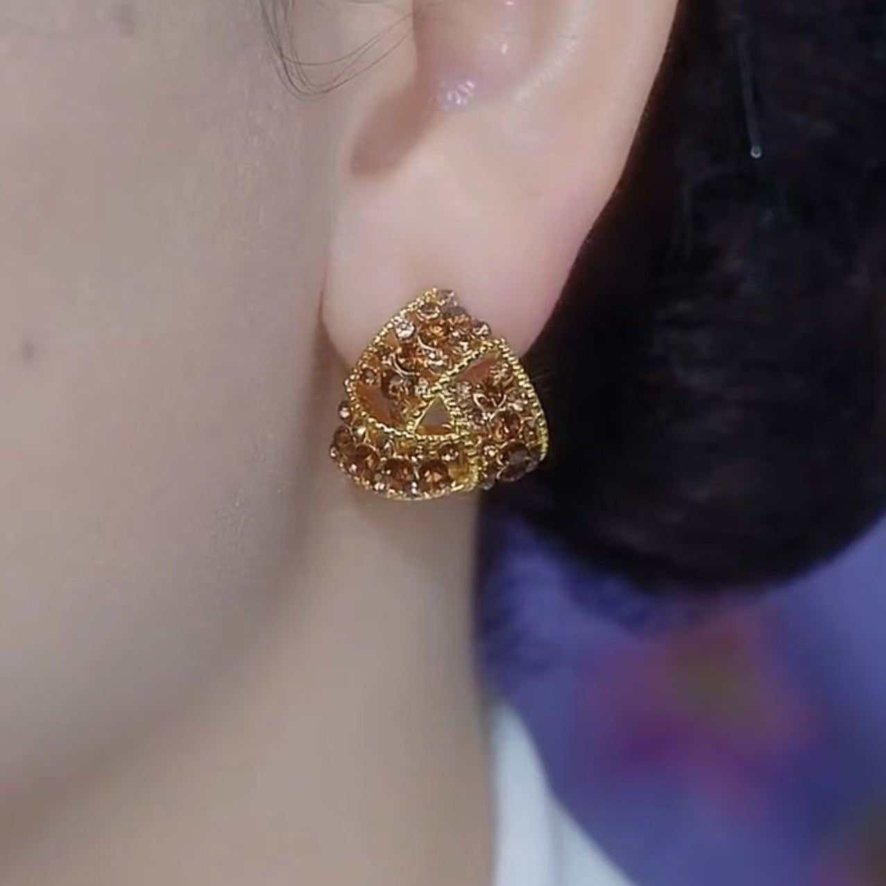 Purple Triangle Fashion Design High-grade Super Earrings