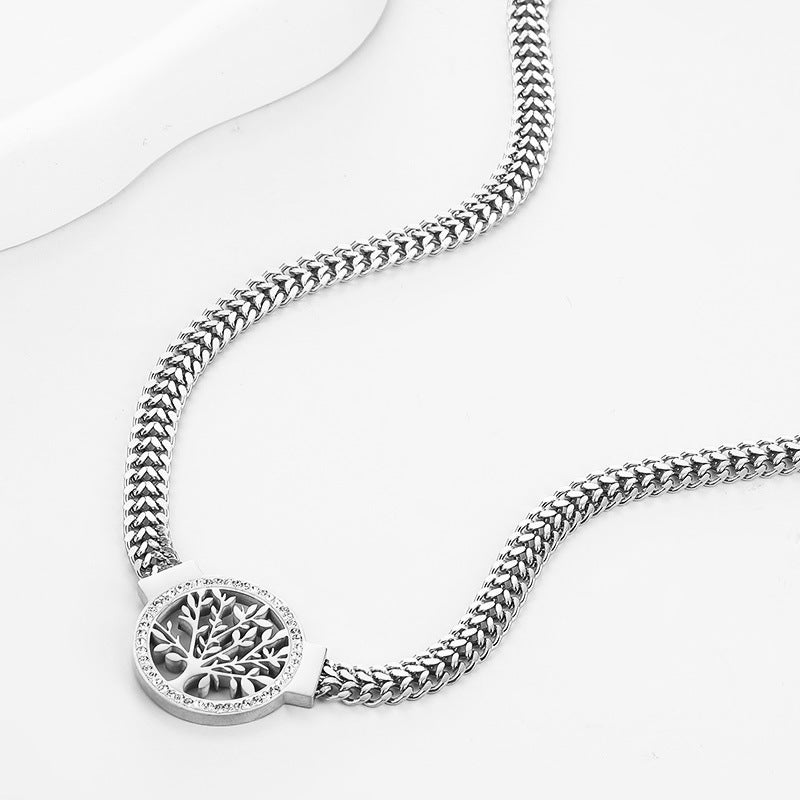 Lucky Tree Color Retaining Stainless Steel Double Layer Necklaces