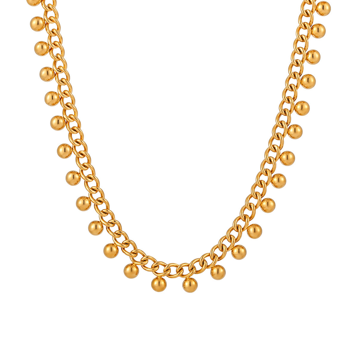 Women's Simple Stainless Steel Round Beads Chain Fashion Unique Design Necklaces