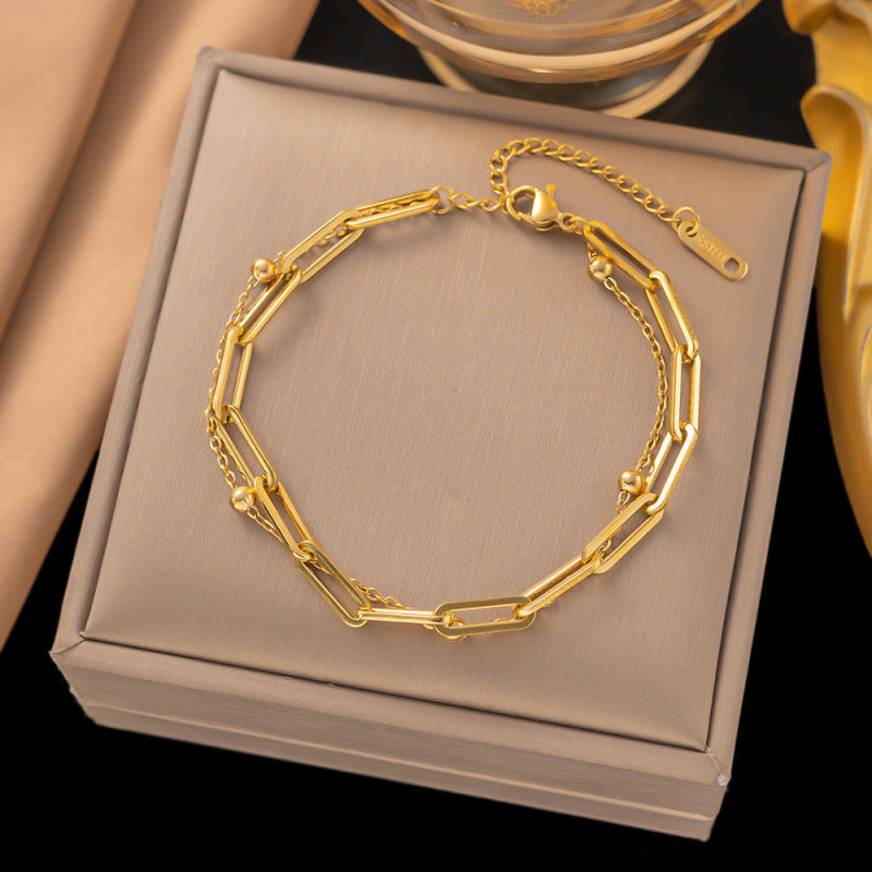 Titanium Steel Female Gold Fashion Light Luxury High Bracelets