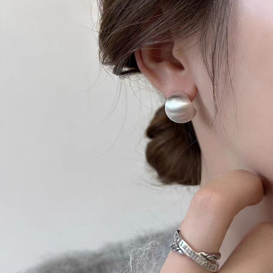 Women's High-grade Brushed Semicircle Arc Metal For Earrings