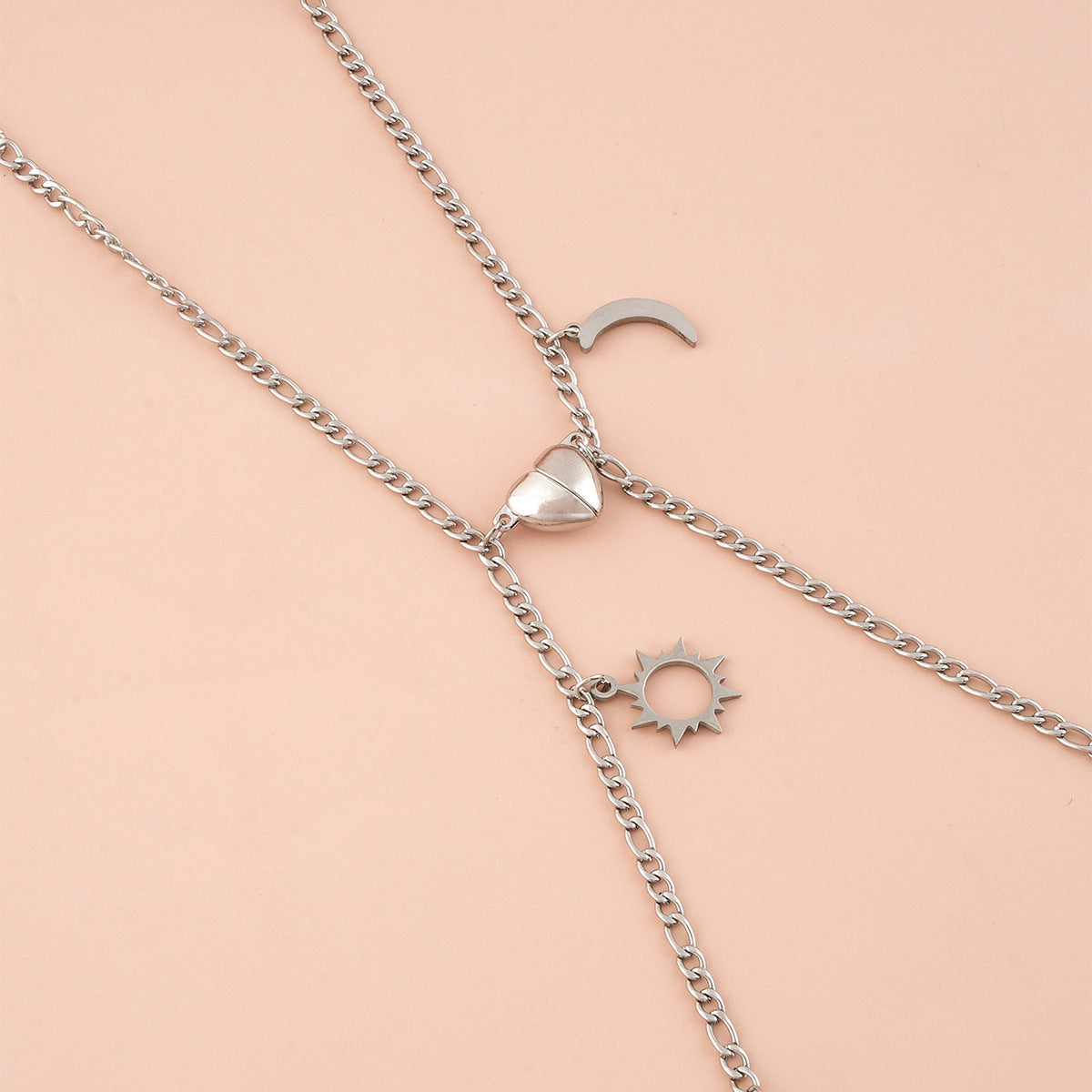 Stainless Steel Sun Moon Heart-shaped Magnetic Bracelet