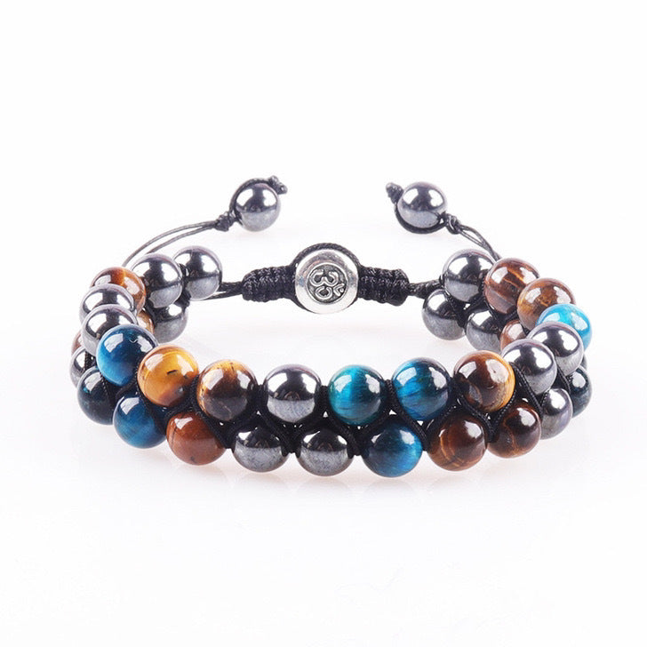 Men's Magnet Natural Stone Tiger Eye Double Bracelet