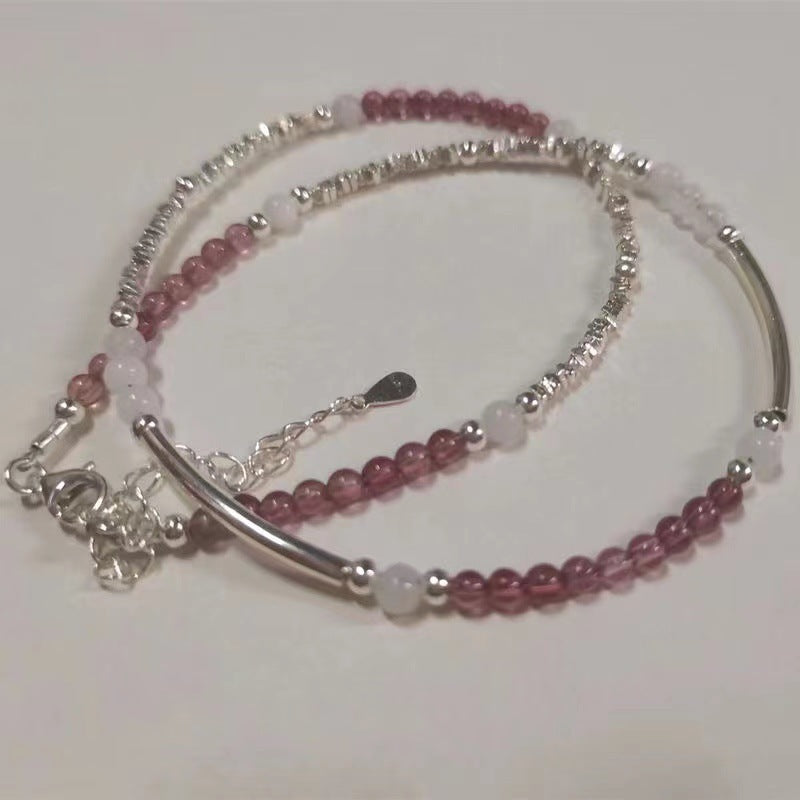 Small Pieces Of Sier Pink Beaded Temperamental Bracelets