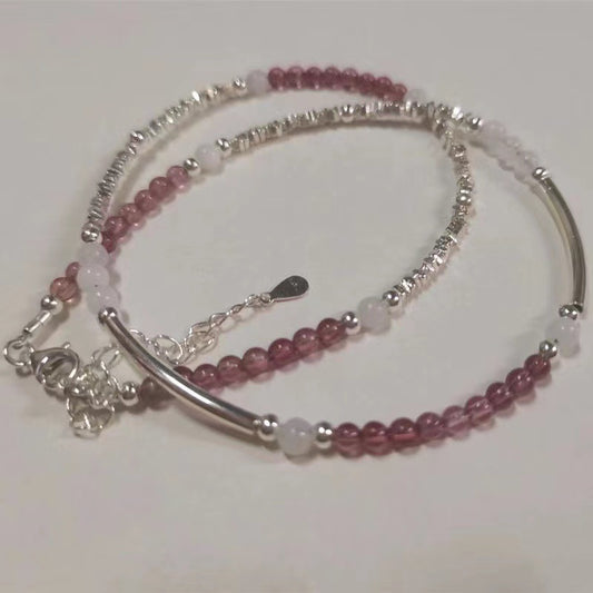 Small Pieces Of Sier Pink Beaded Temperamental Bracelets