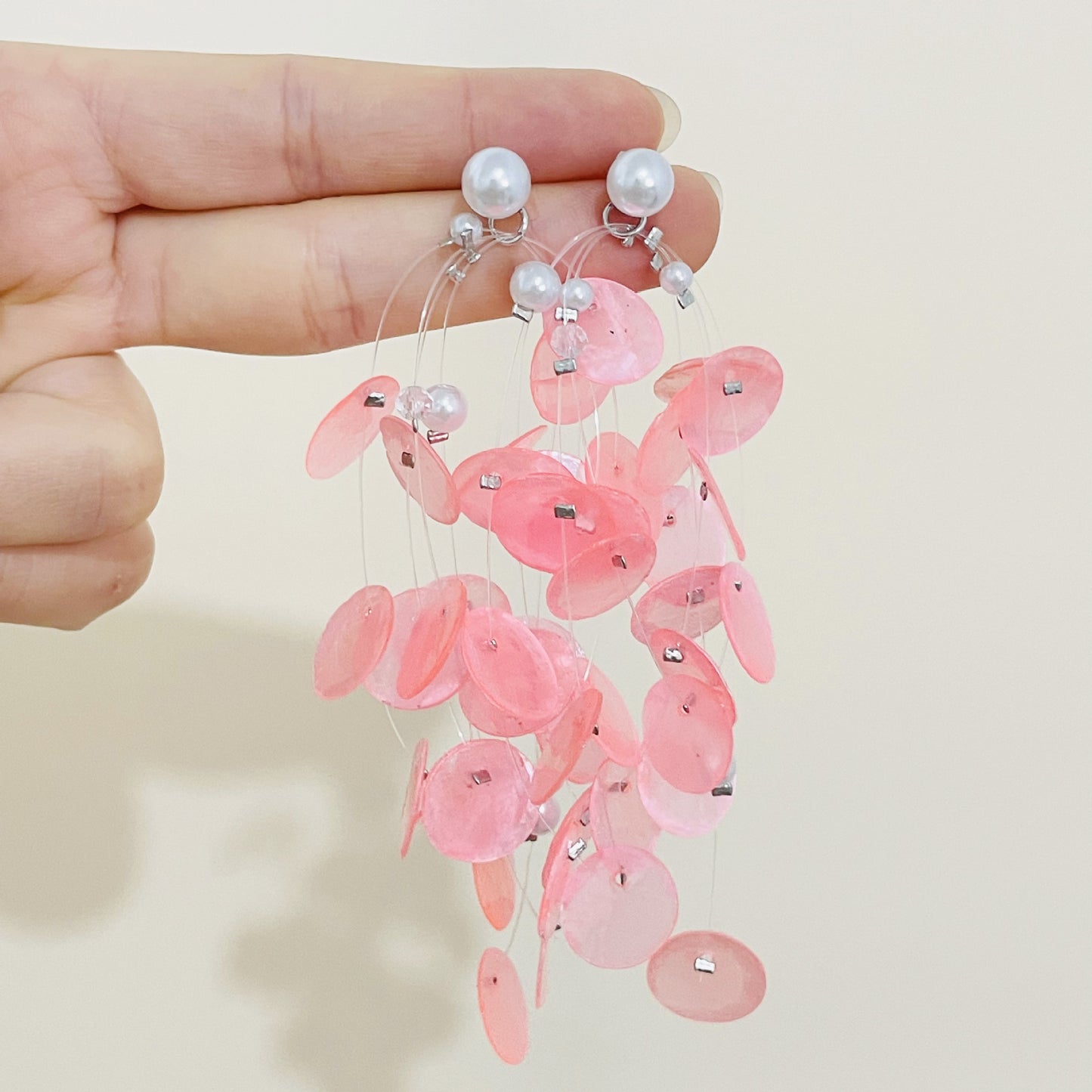 Natural Shell Super Fairy Beautiful Pearl Fashion Sier High-grade Long Stud Earrings