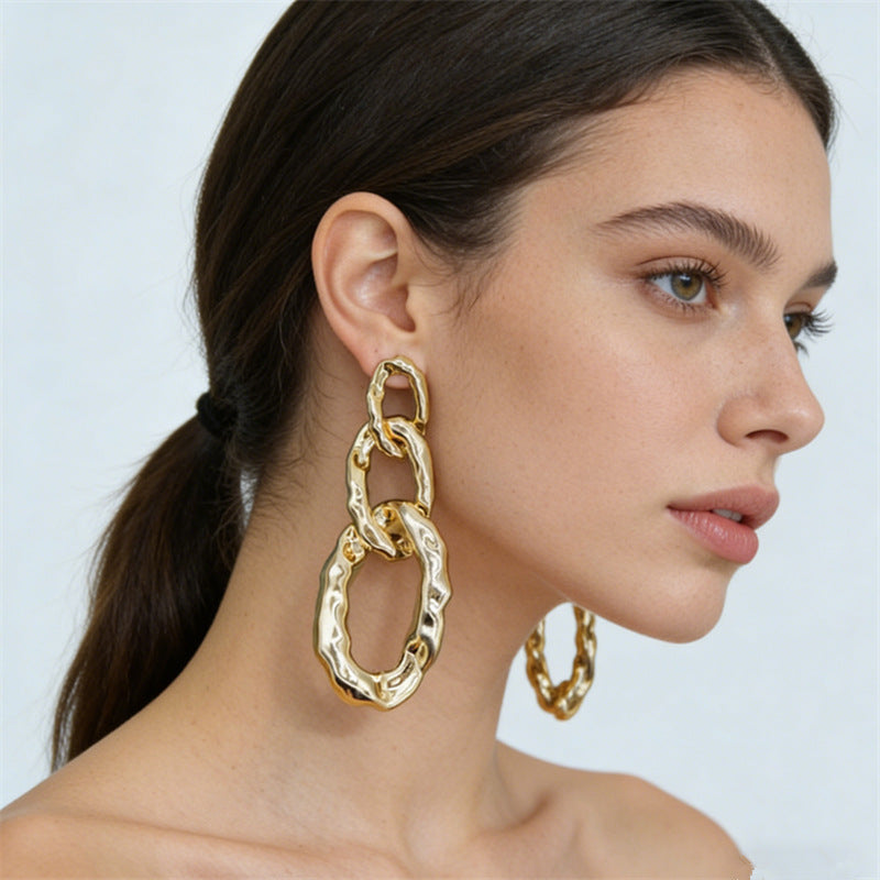 Chain Style Female Geometric Unique High Profile Earrings