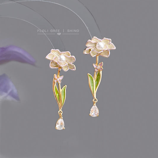 Women's Painting Fresh Sweet Mori Elegant Graceful Long Enamel Drip Glazed Earrings