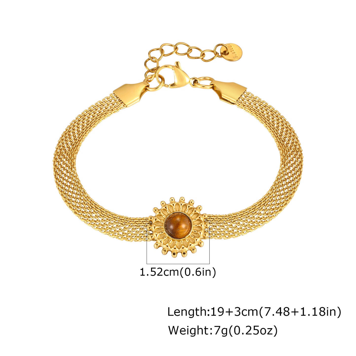 Women's Tiger Eye Sunflower Natural Stone Retro Rings