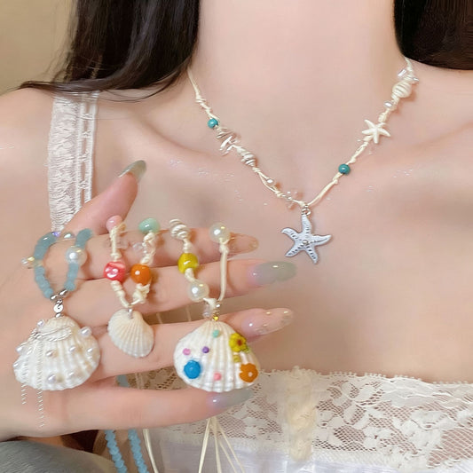 Women's Seaside Dopamine Shell Starfish Vacation Style Island Wear Necklace