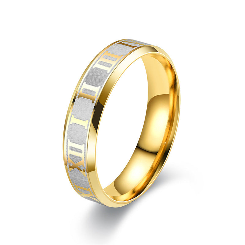 Personality Roman Numerals Titanium Steel Laser Engraving Pressure Rings
