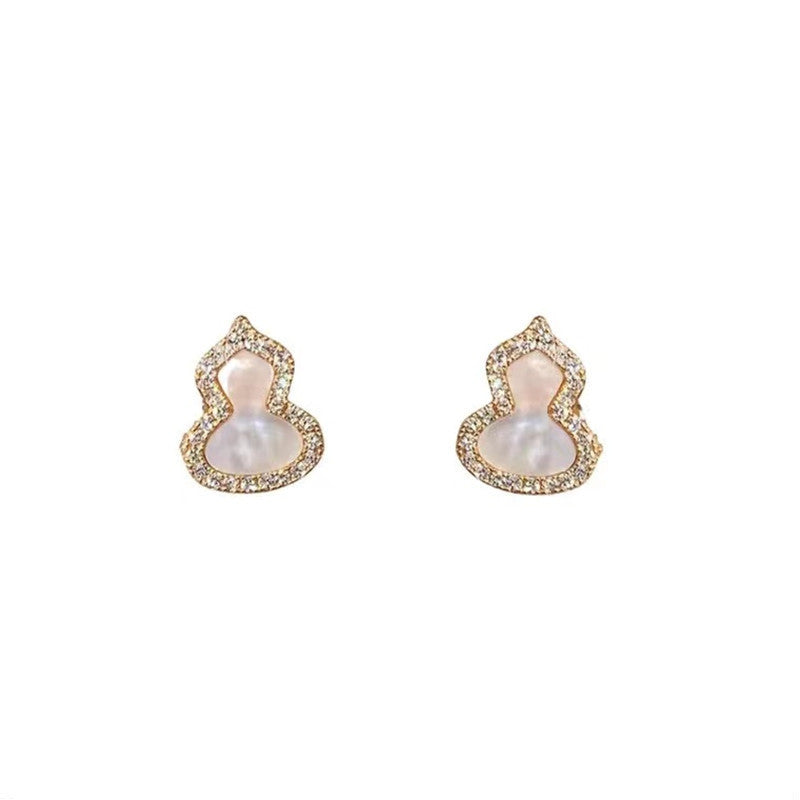 Style Natural Shell Gourd Ear Small Versatile Fu Lu Stud Earrings