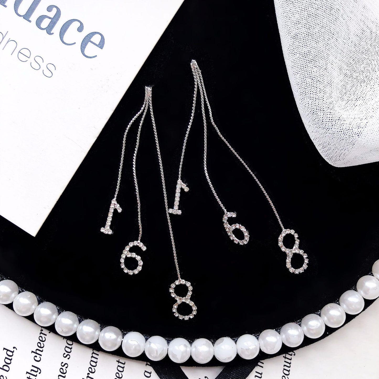 Diamond Butterfly Flower Pearl Graceful Fashionable Long Earrings