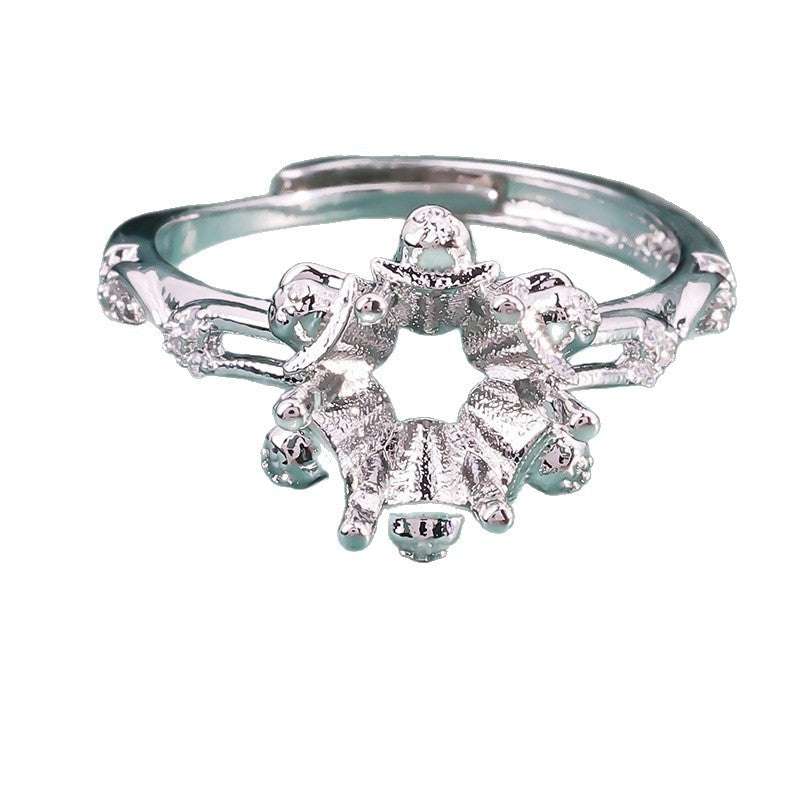 Setting Round Luxury Pointed Bottom Chinese Diamond Live Ring