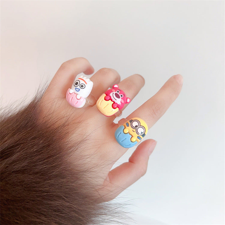 Cartoon Funny Design Hu Di Three-eyed Rings