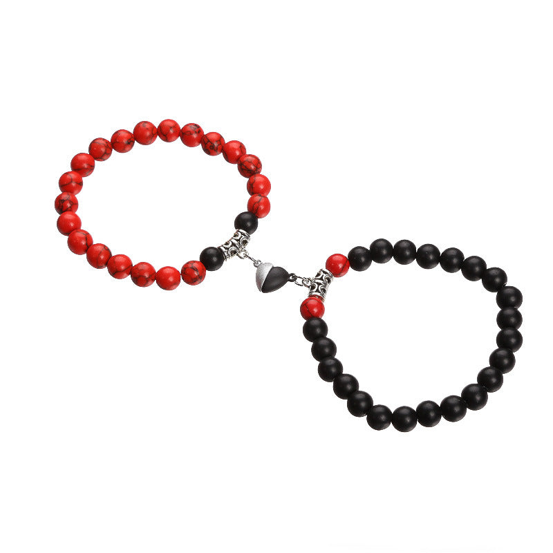 Powder Jade Love Magnetic Buckle Couple Bracelets