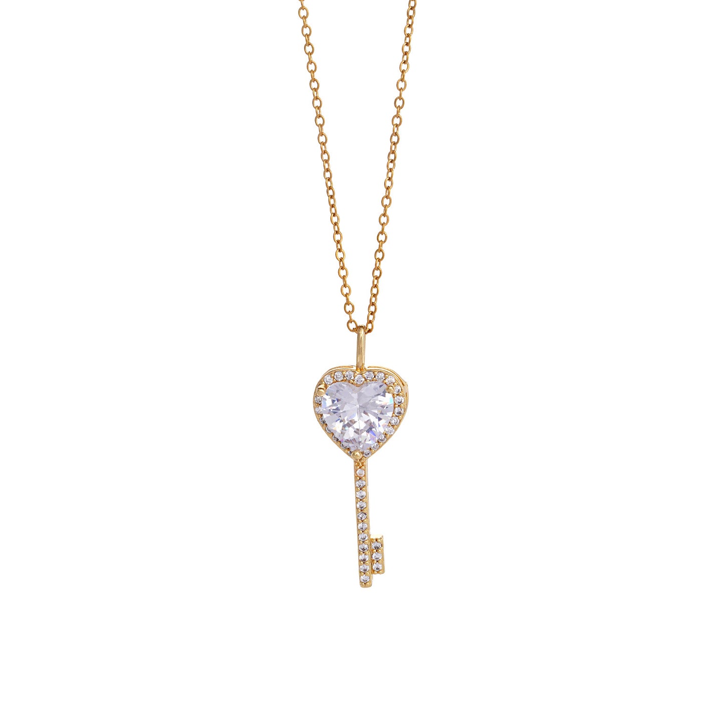 Women's Sweet Loving Heart Zircon Key Special Interest Necklaces