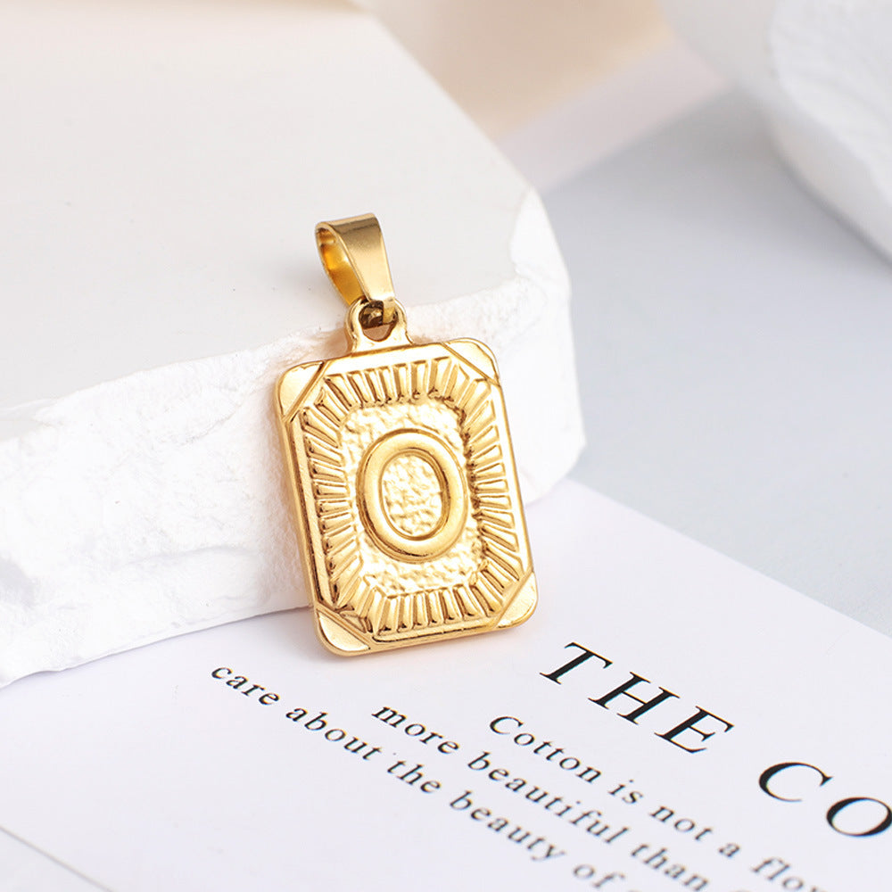 Gold English Letter Tag Simple Sweater Pendants