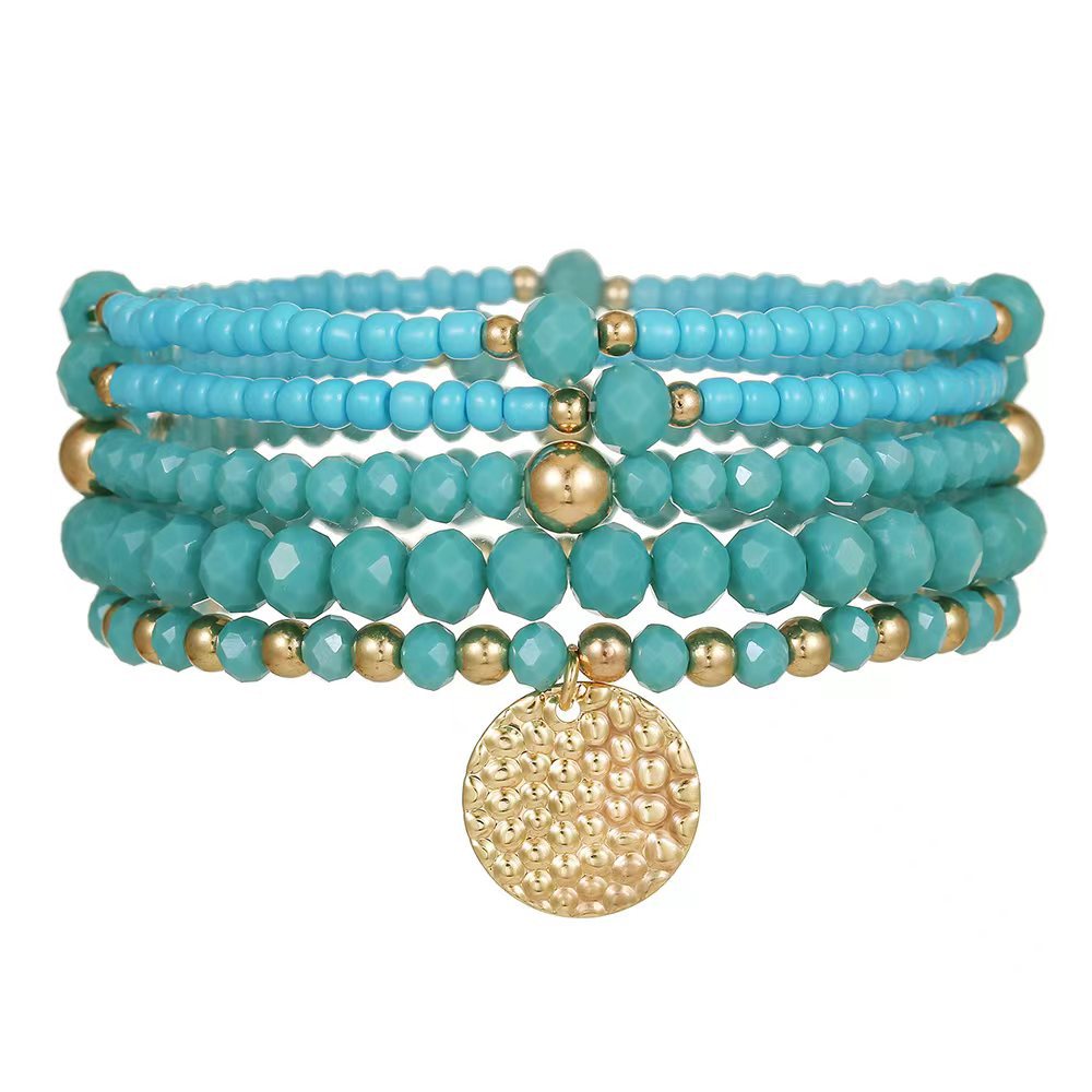 Trendy Women's Bohemian Turquoise Acrylic Twin Bracelet