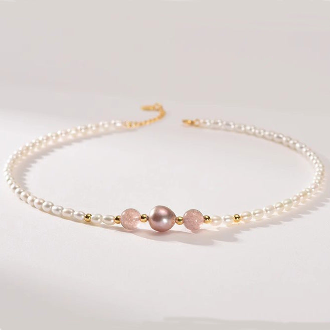 Women's Rice Grain Freshwater Pearl Simplicity Fashion Temperament Design Clavicle Chain Necklace