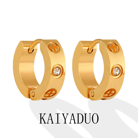 Women's Light Luxury Minority Card Home Rhinestone Fashion Unique Gold-plated High Earrings