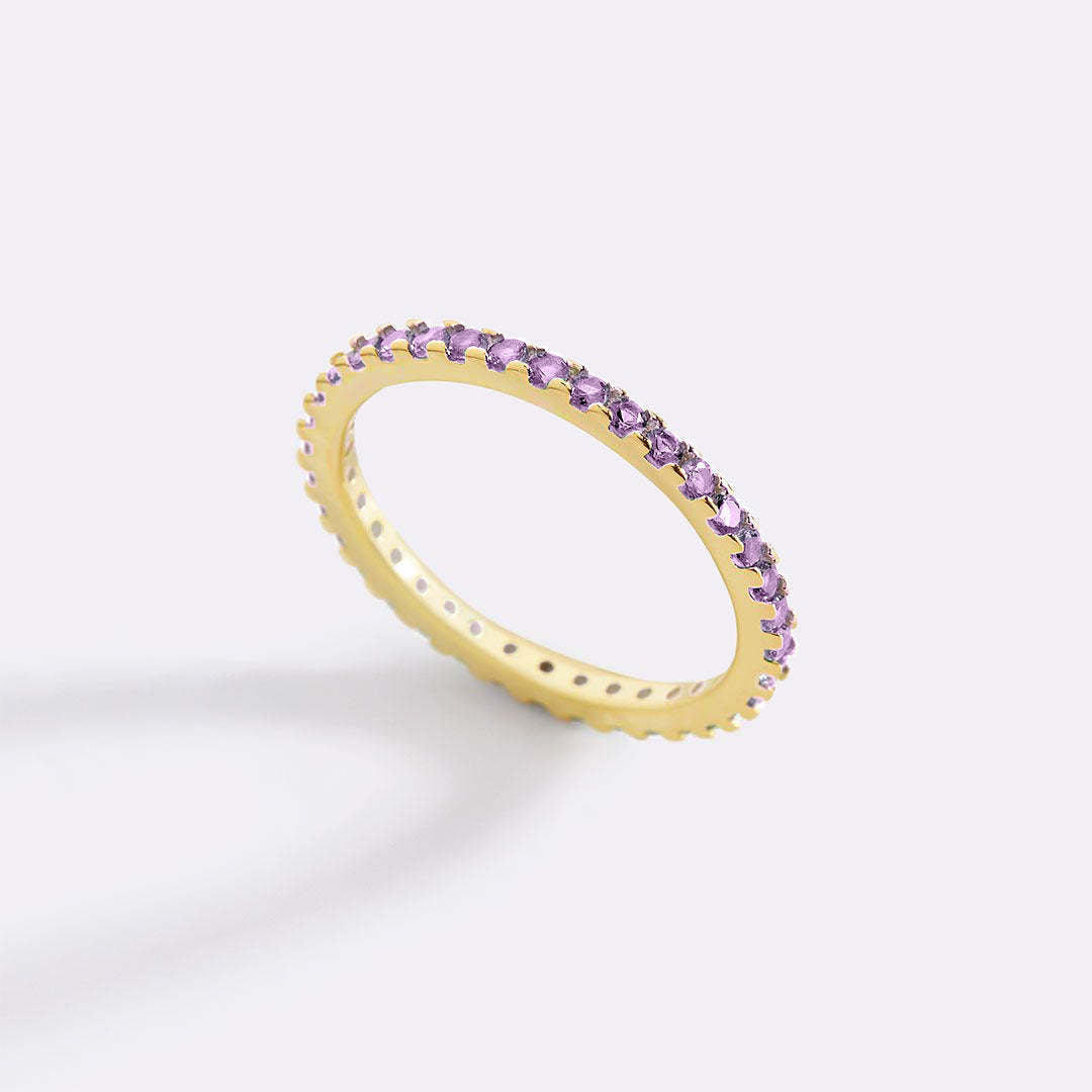 Women's Colorful Full Diamond Twin Birthstones Zircon Niche Rings