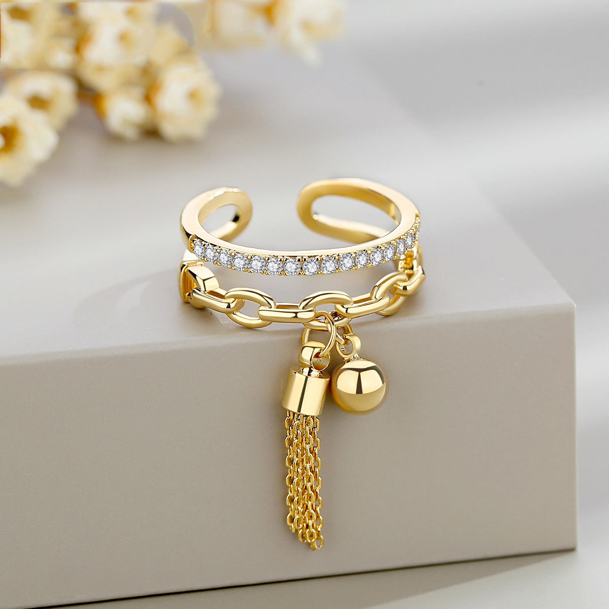 Style Yarn Ball Tassel Open Female Minority Simple Ring
