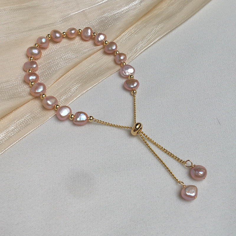 Natural Freshwater Baroque Shaped Pearl Pull Bracelets
