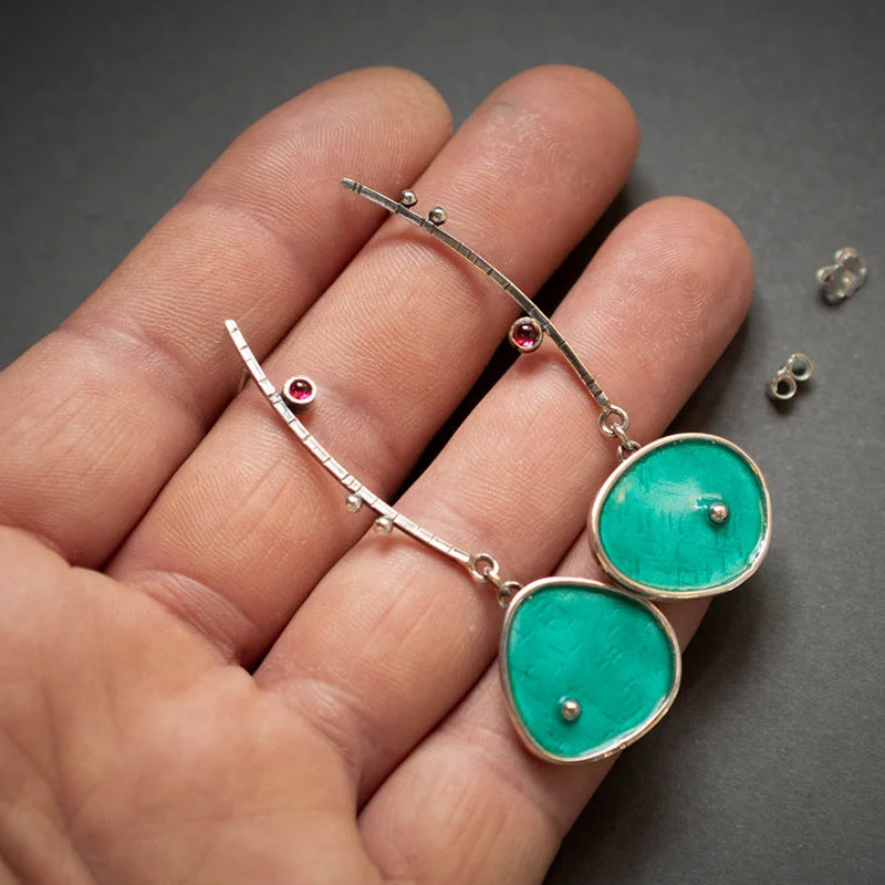 Durable Drop-shaped Blue Gem Handmade Drop Rings