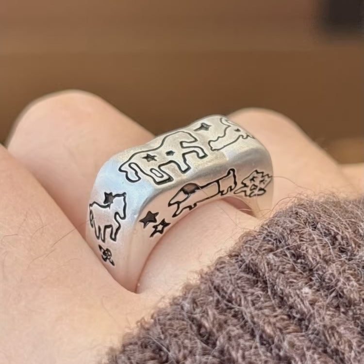 Korean Iti Pony Female Irregular Fashion Graceful Rings