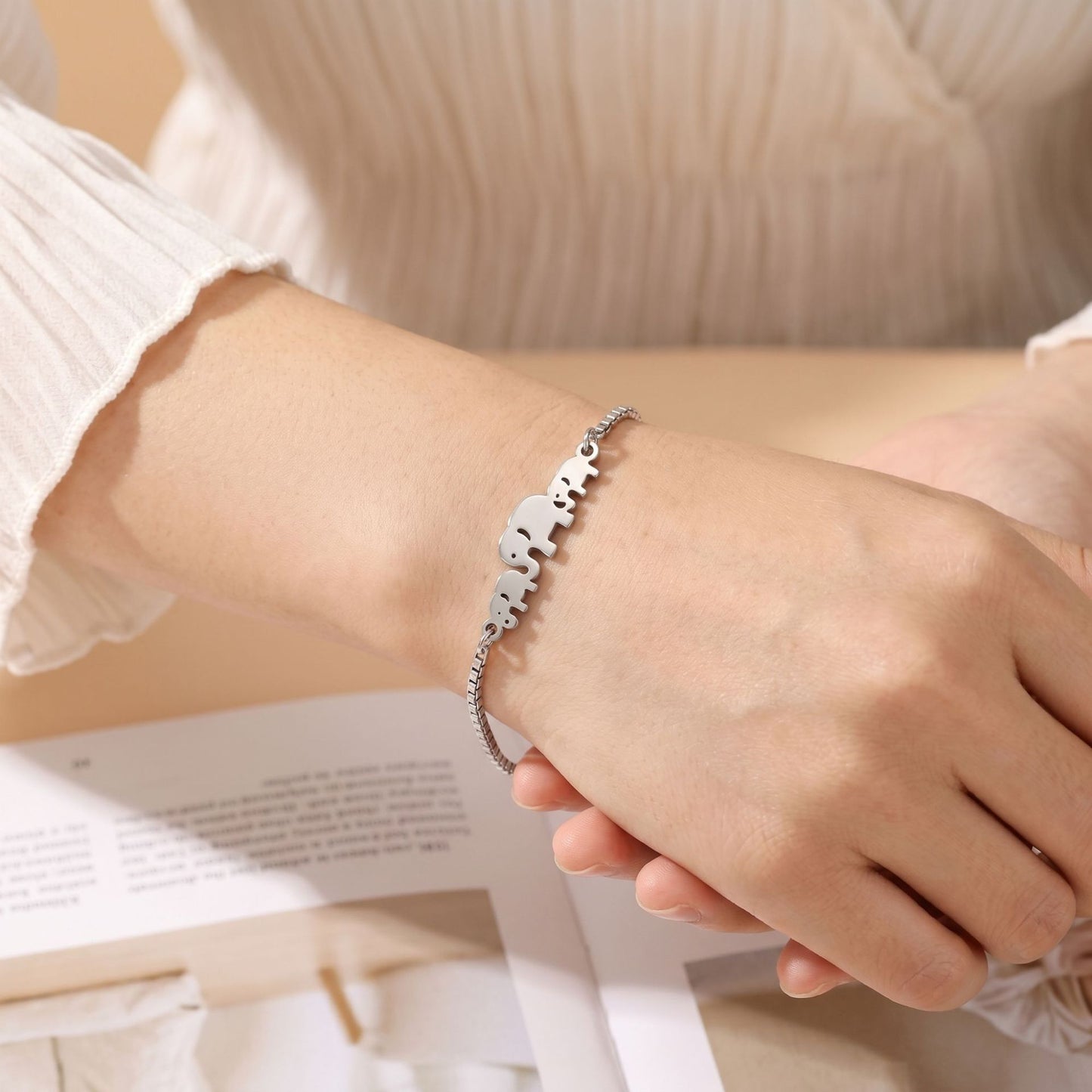 Women's Stainless Steel Elephant Korean Simple Animal Bracelet