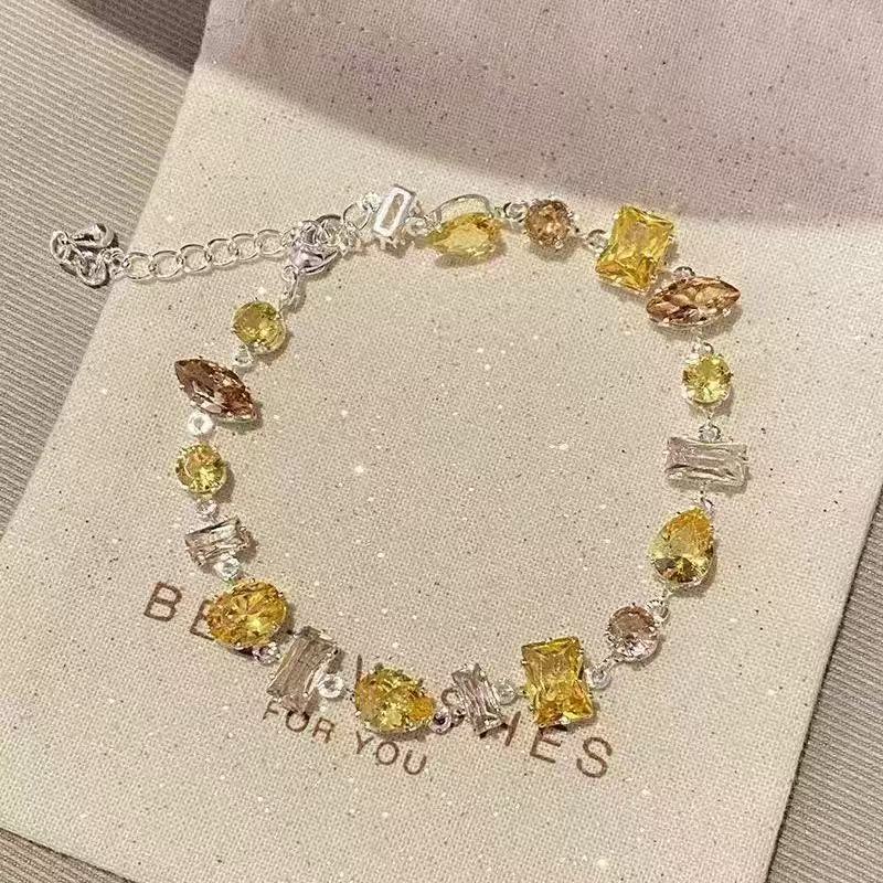 Pink Crystal Female Zircon Inlaid Light Luxury Bracelets