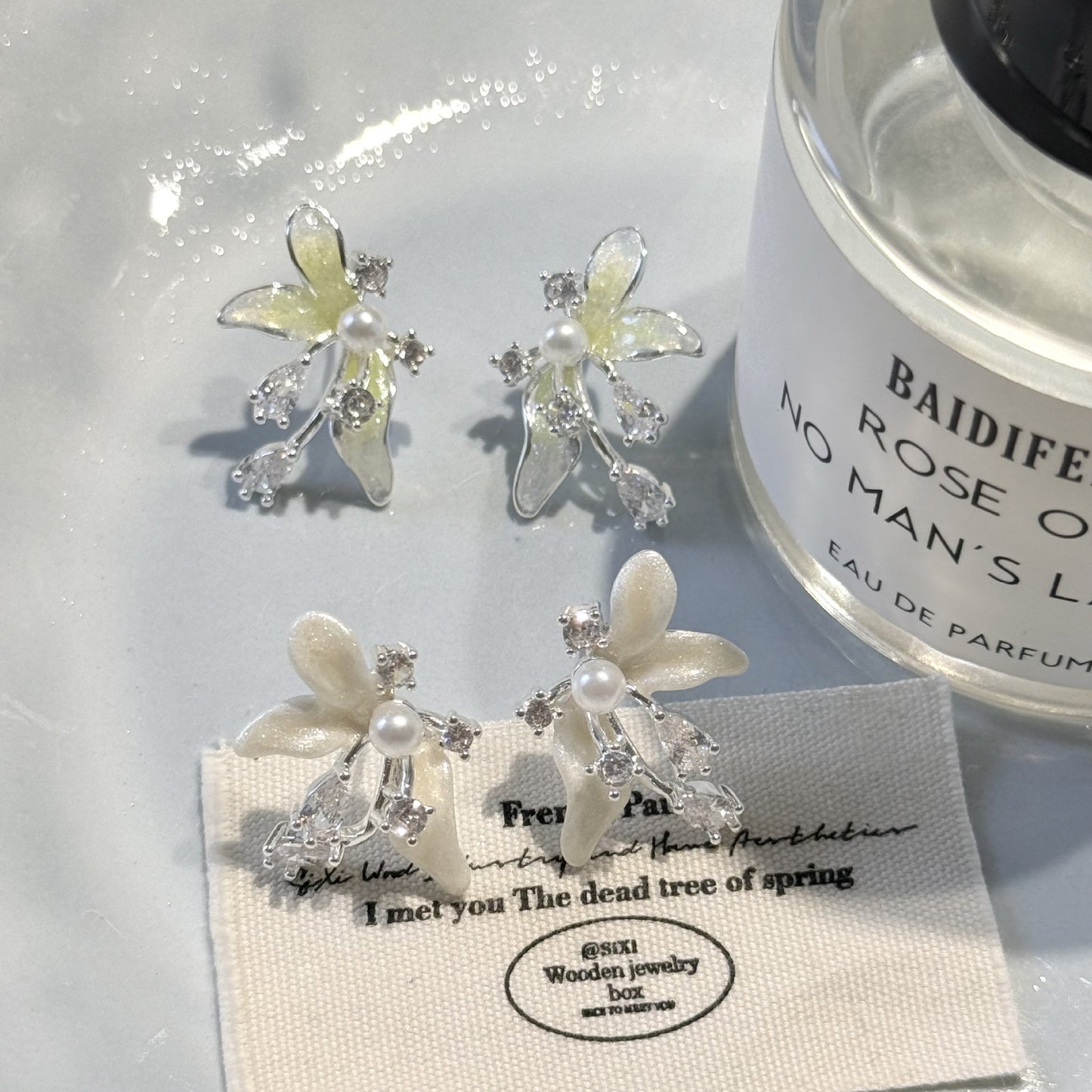 Flash Gradient Flower-de-luce Zircon Stamen Gentle Petals Female Fresh Style Stud Earrings