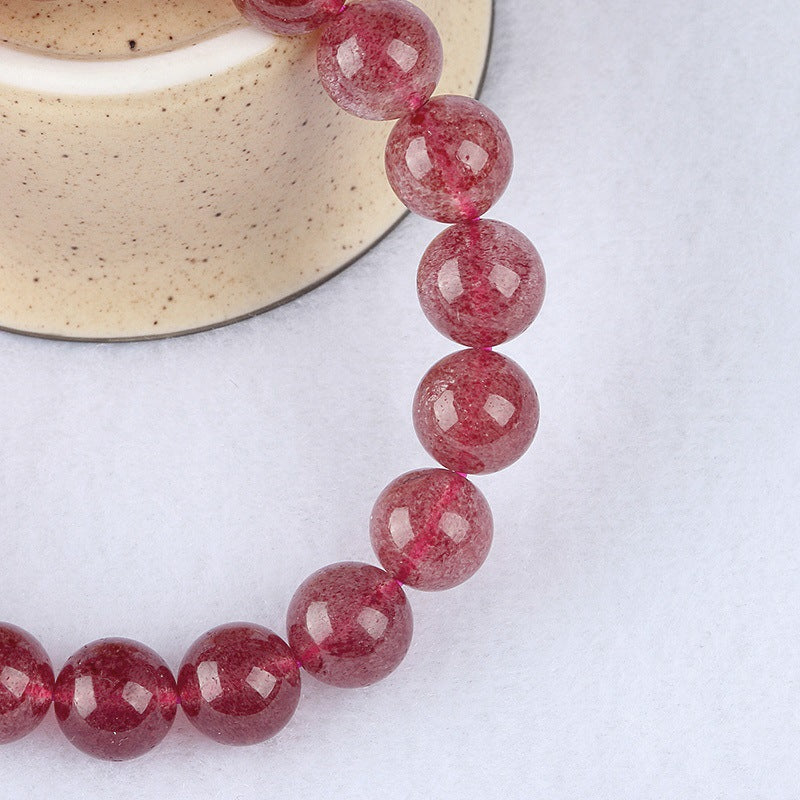 Natural Strawberry Quartz Crystal Ornament Iced Bracelets