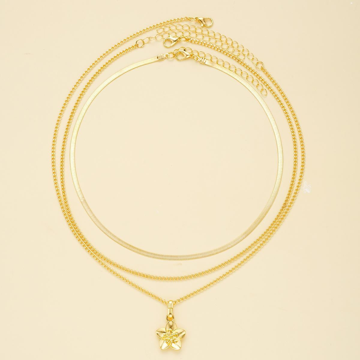 Fashion Twin Clavicle Chain Simple Flower Unique Necklace