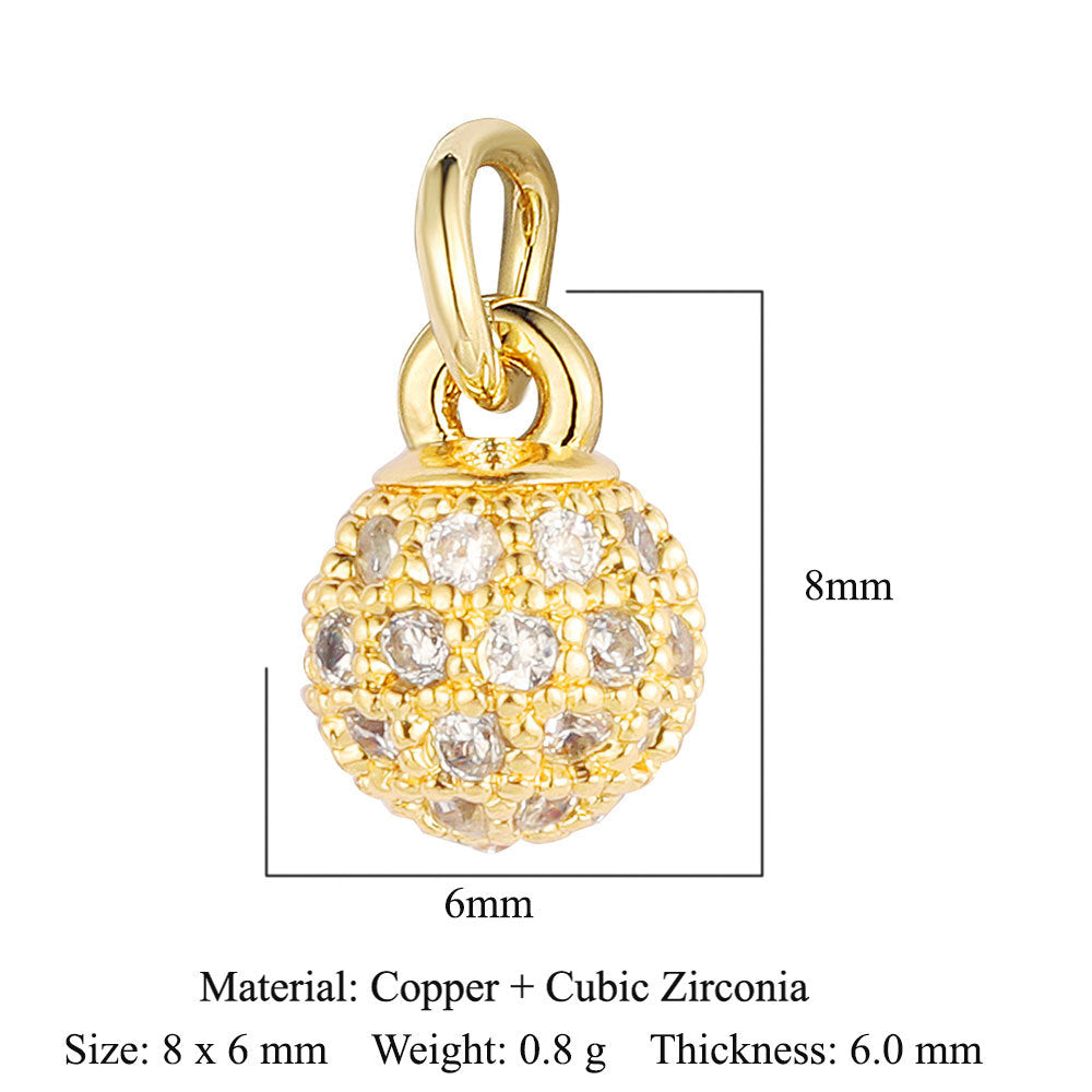 Love Copper Zircon Round Ball Beetle Ornament Pendants